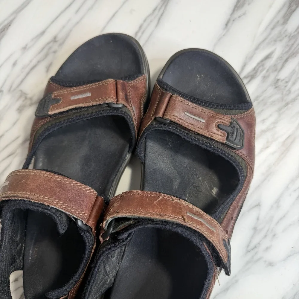 ECCO Yucatan Men's 45 US 11 Brown Nubuck Leather Hiking Walking Sport Sandals